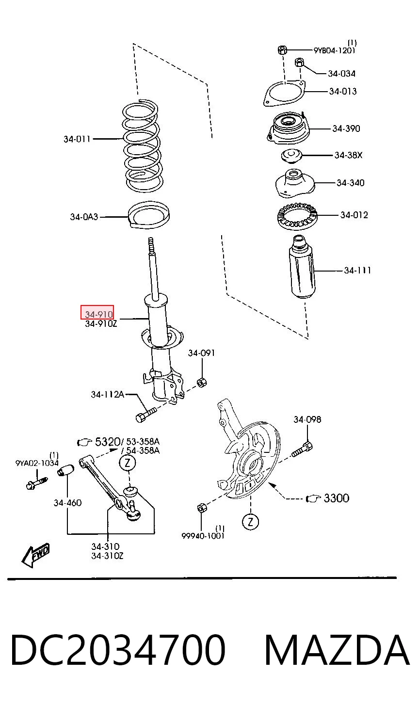 Amortyzator przedni prawy Mazda Demio hatchback (DW) (1998 - 2003) cena, od 70,65 USD