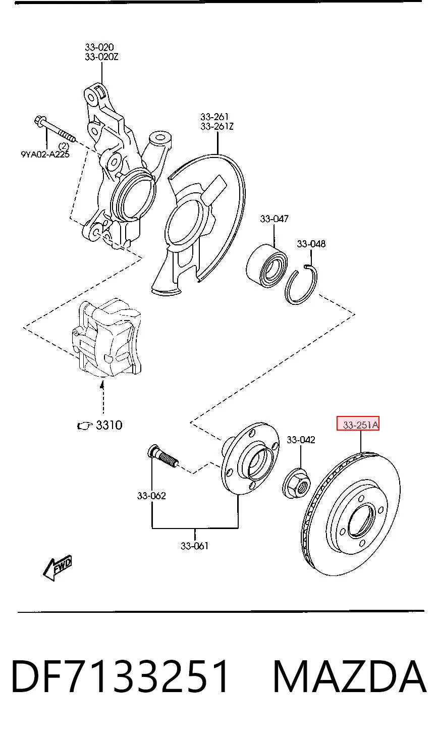 DF7133251 Mazda Tarcza hamulcowa przednia