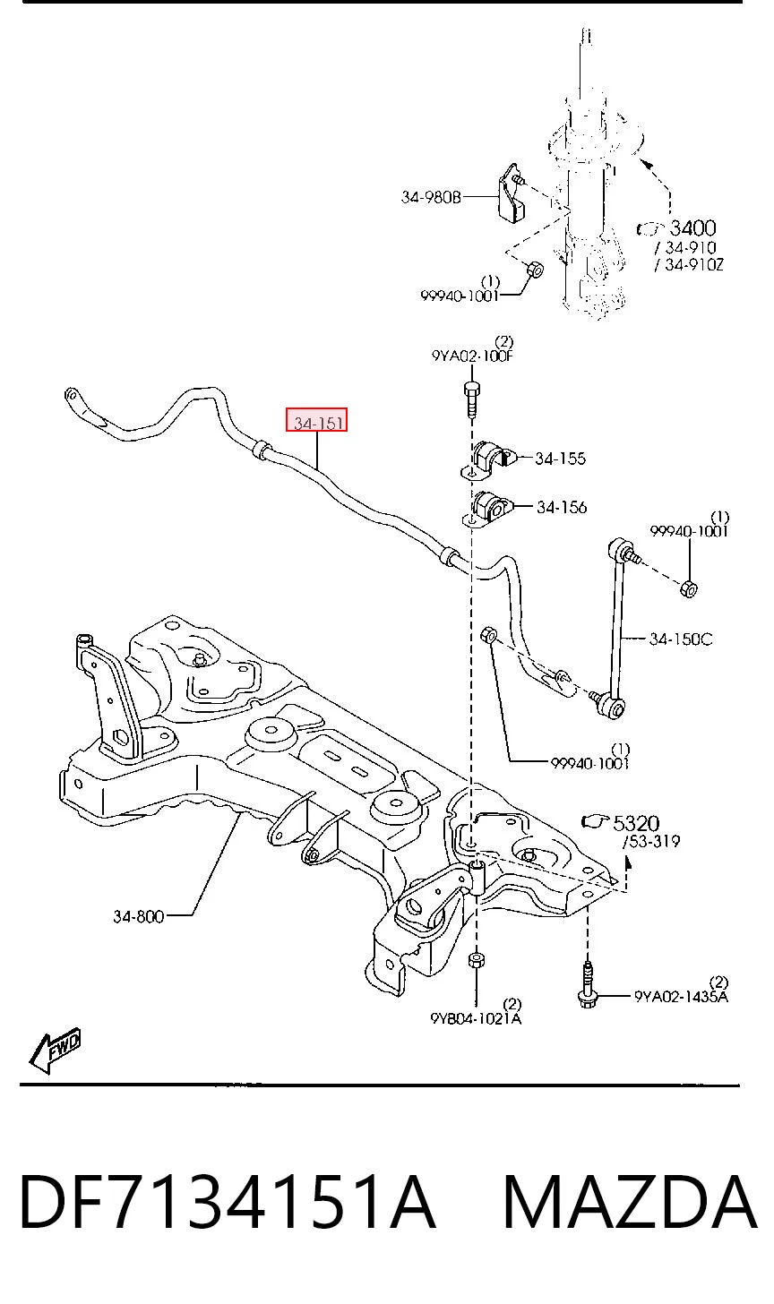 Stabilizator przedni do Mazda 2 DE