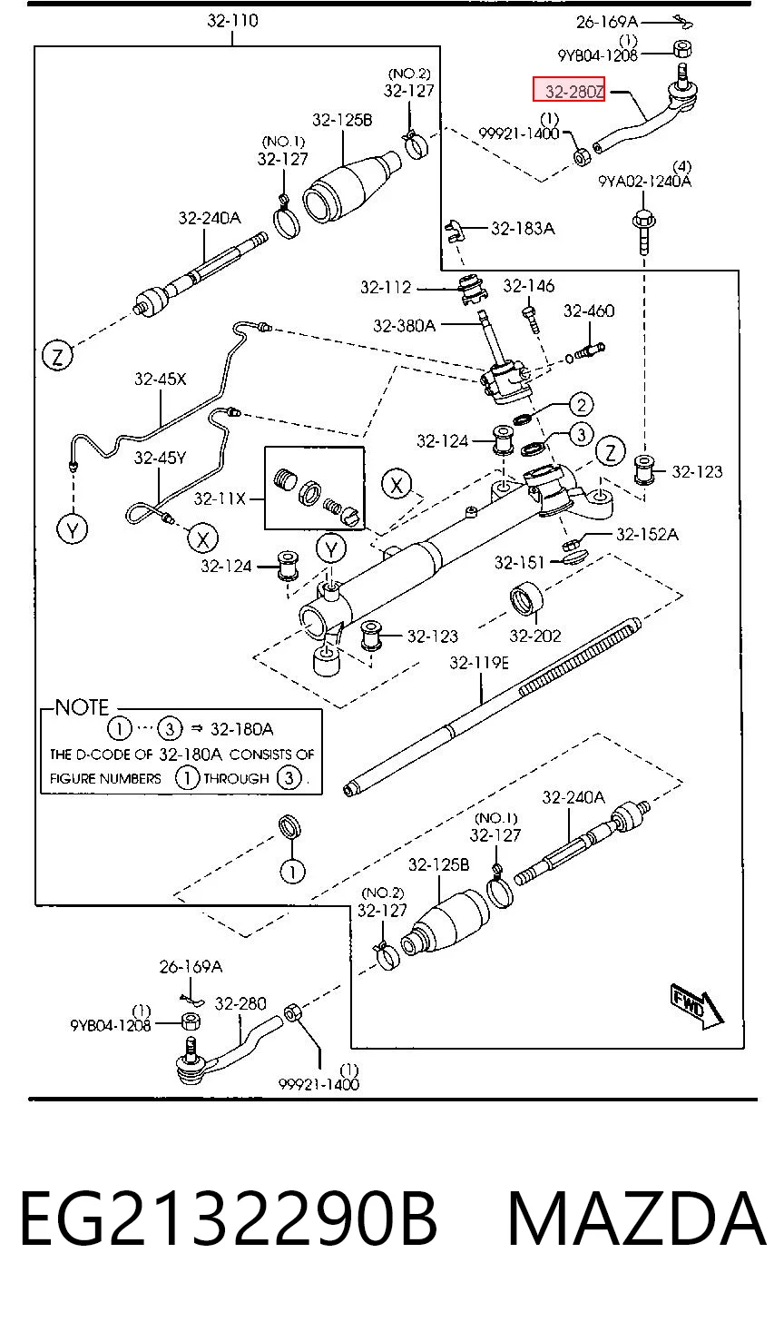 EG2132290B Mazda Końcówka drążka kierowniczego zewnętrzna