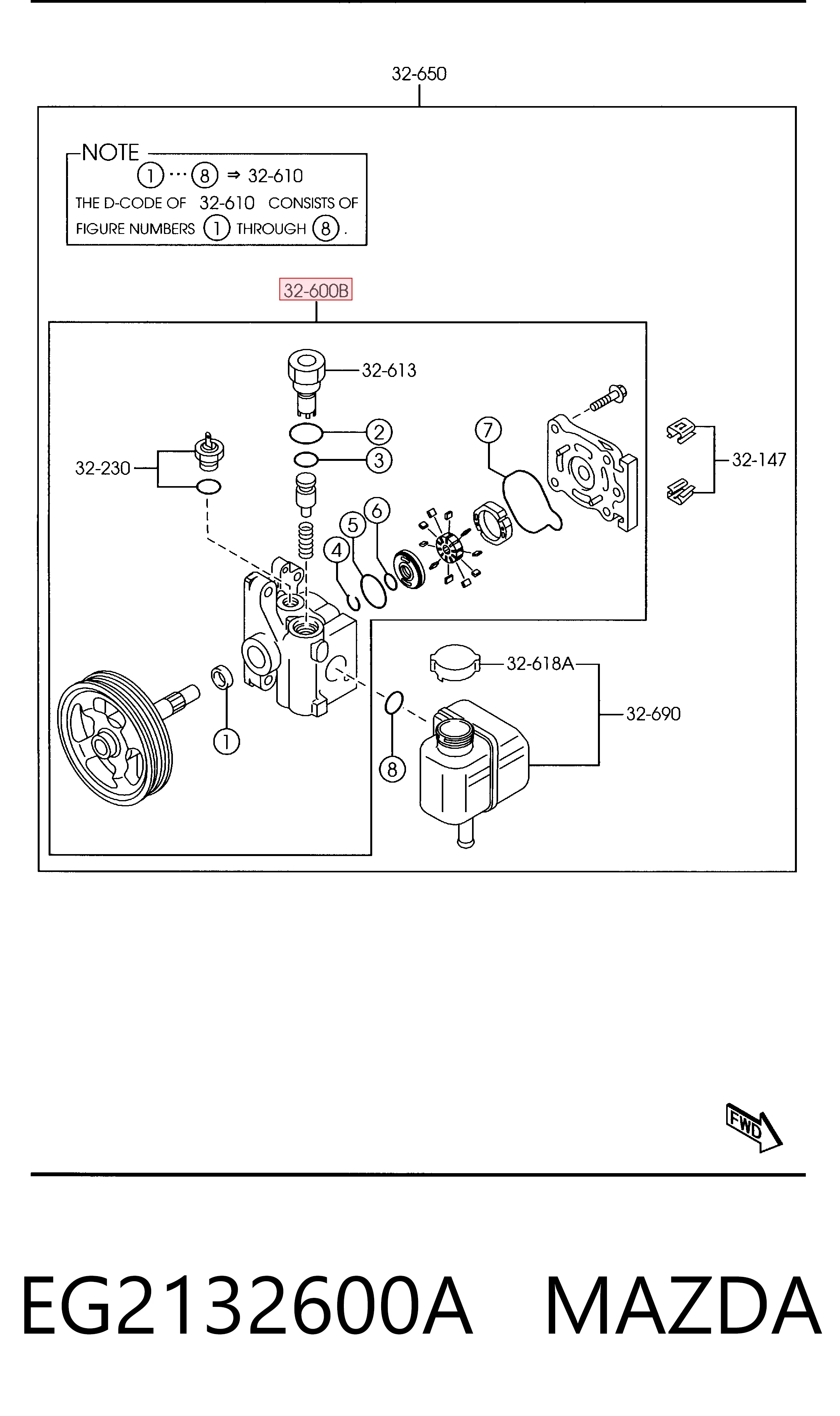 EG2132600A Mazda Pompa wspomagania hydraulicznego kierownicy
