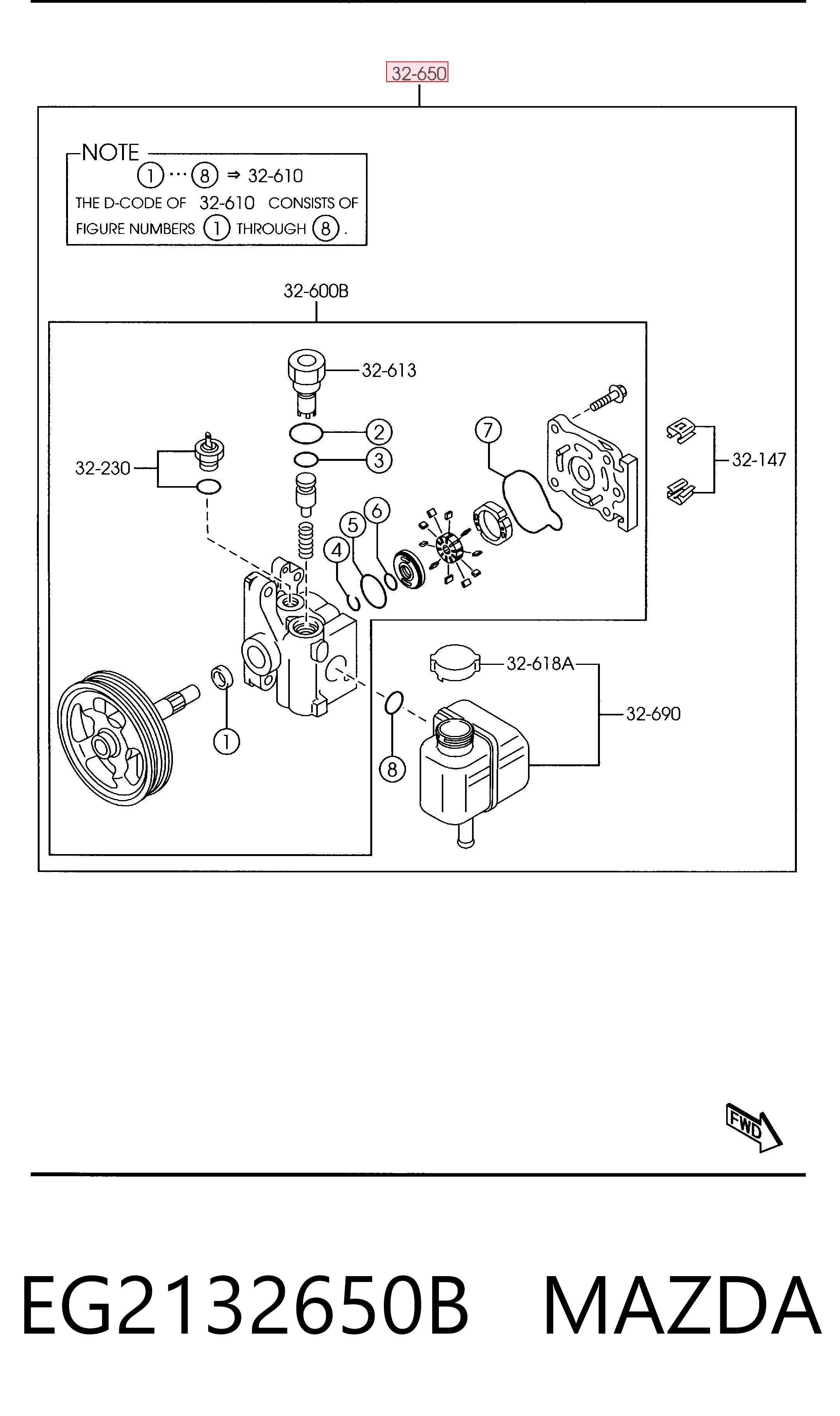 EG2132650B Mazda Pompa wspomagania hydraulicznego kierownicy