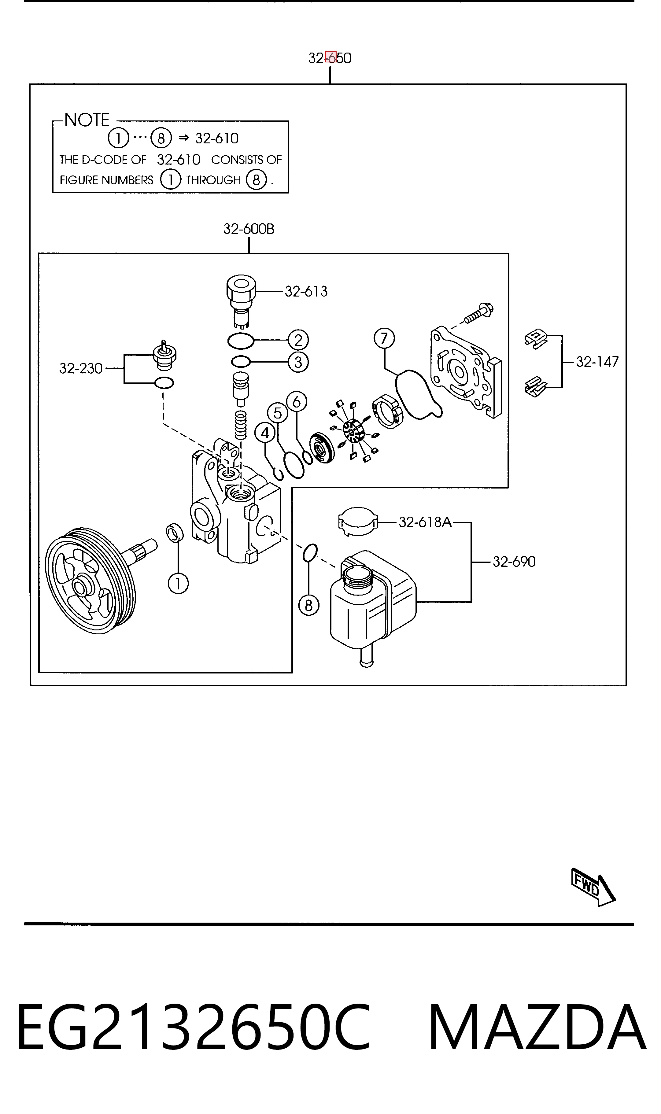 EG2132650C Mazda Pompa wspomagania hydraulicznego kierownicy