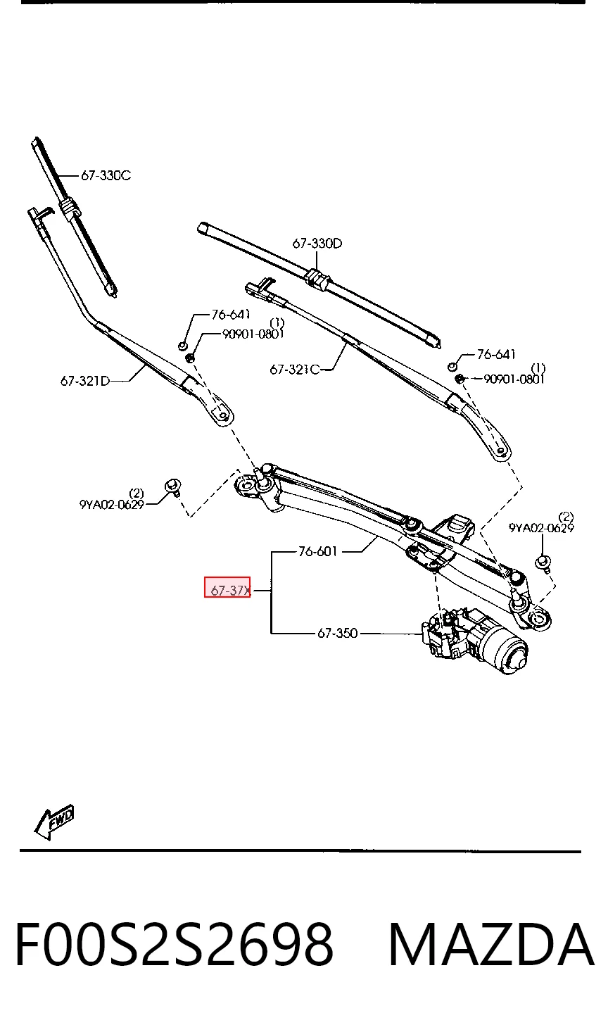 Mechanizm wycieraczek do Mazda 3  BK12
