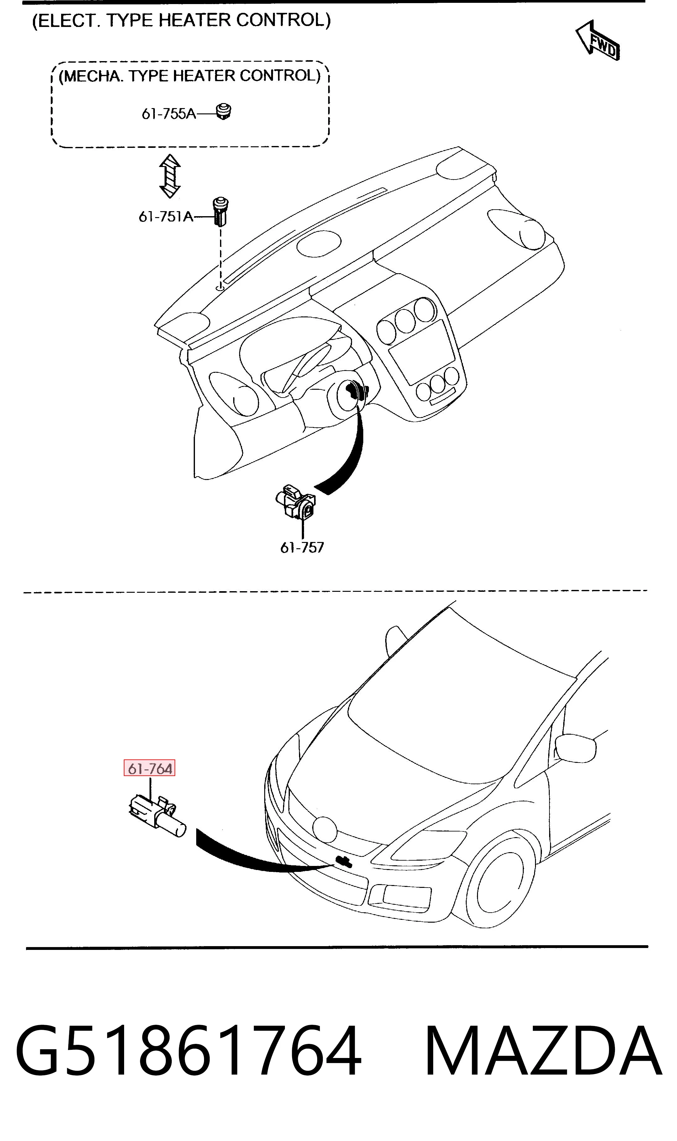 G51861764 Mazda Czujnik temperatury zewnętrznej