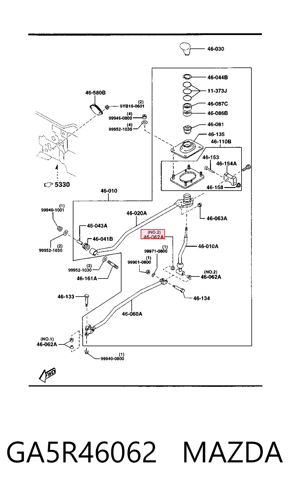 Tuleja mechanizmu zmiany biegów do Mazda Xedos 6 CA
