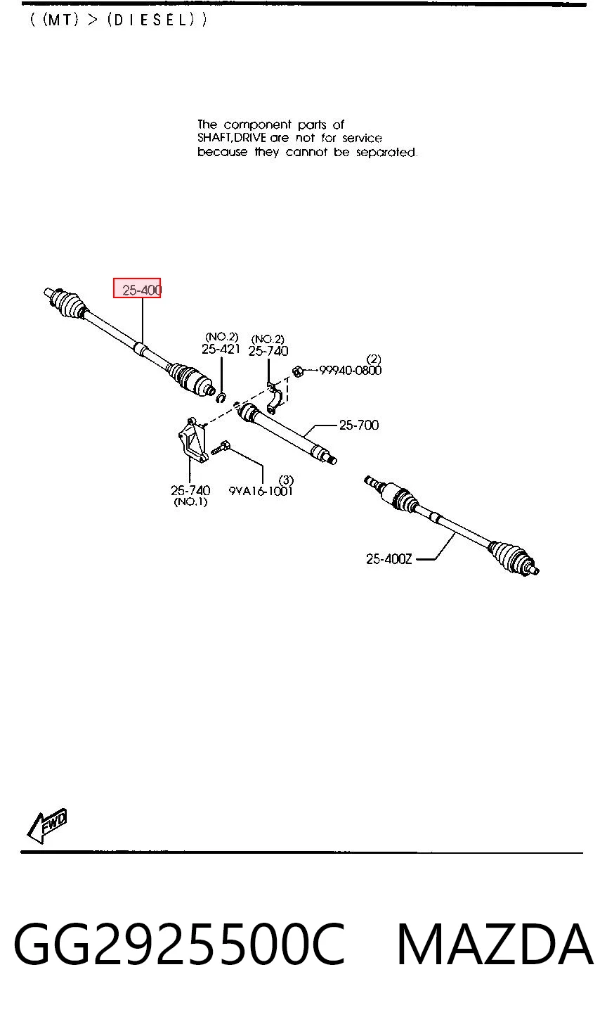 Półoś napędowa przednia prawa do Mazda 3  BK12