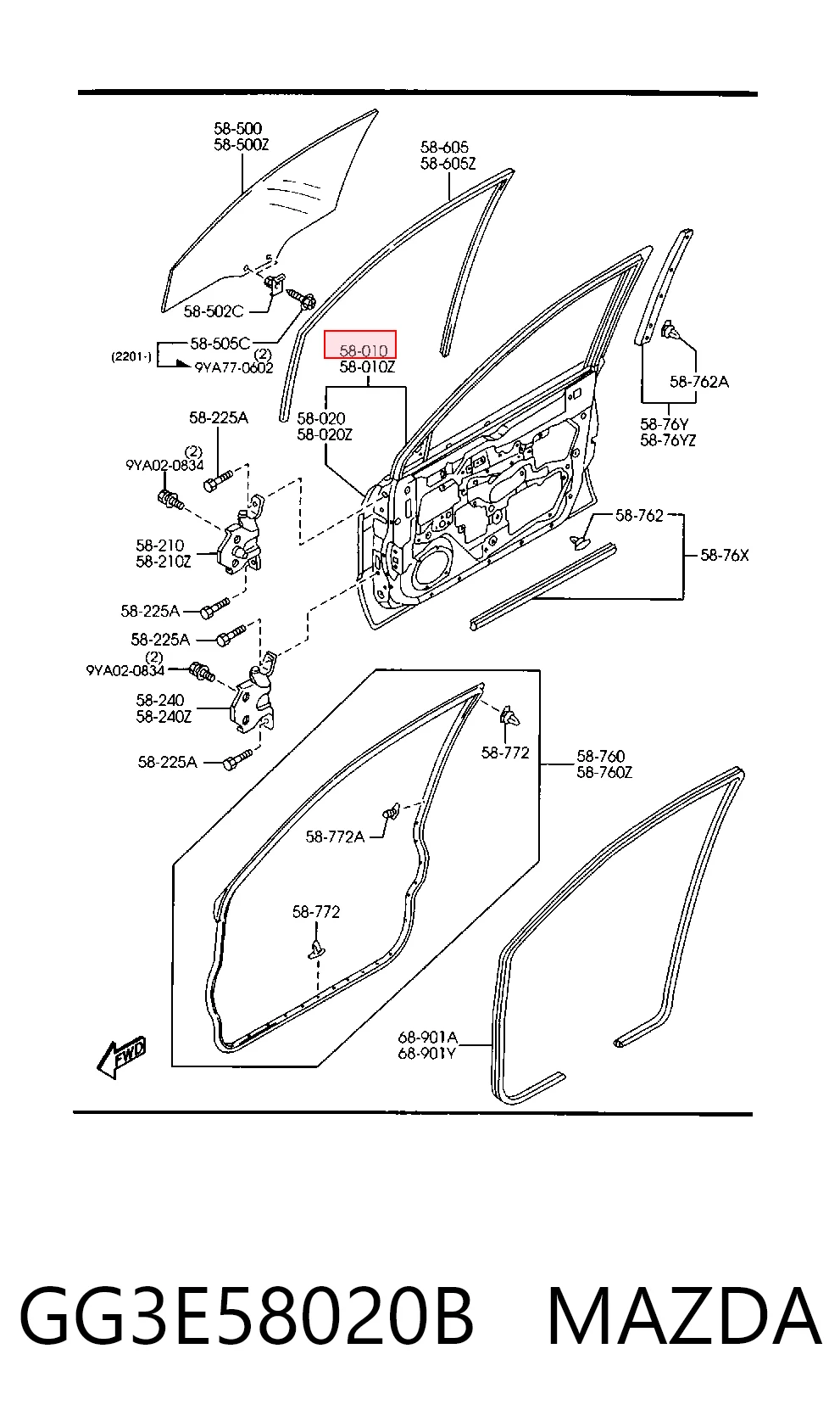 Drzwi przednie prawe do Mazda 626 V GF
