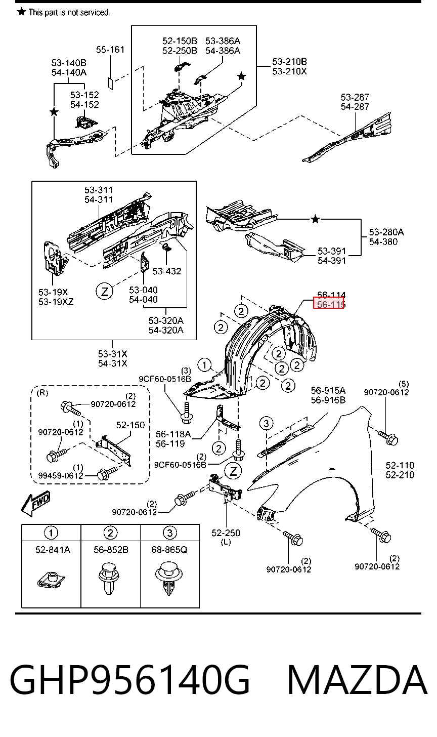 GHP956140G Mazda Nadkole błotnika przedniego lewe