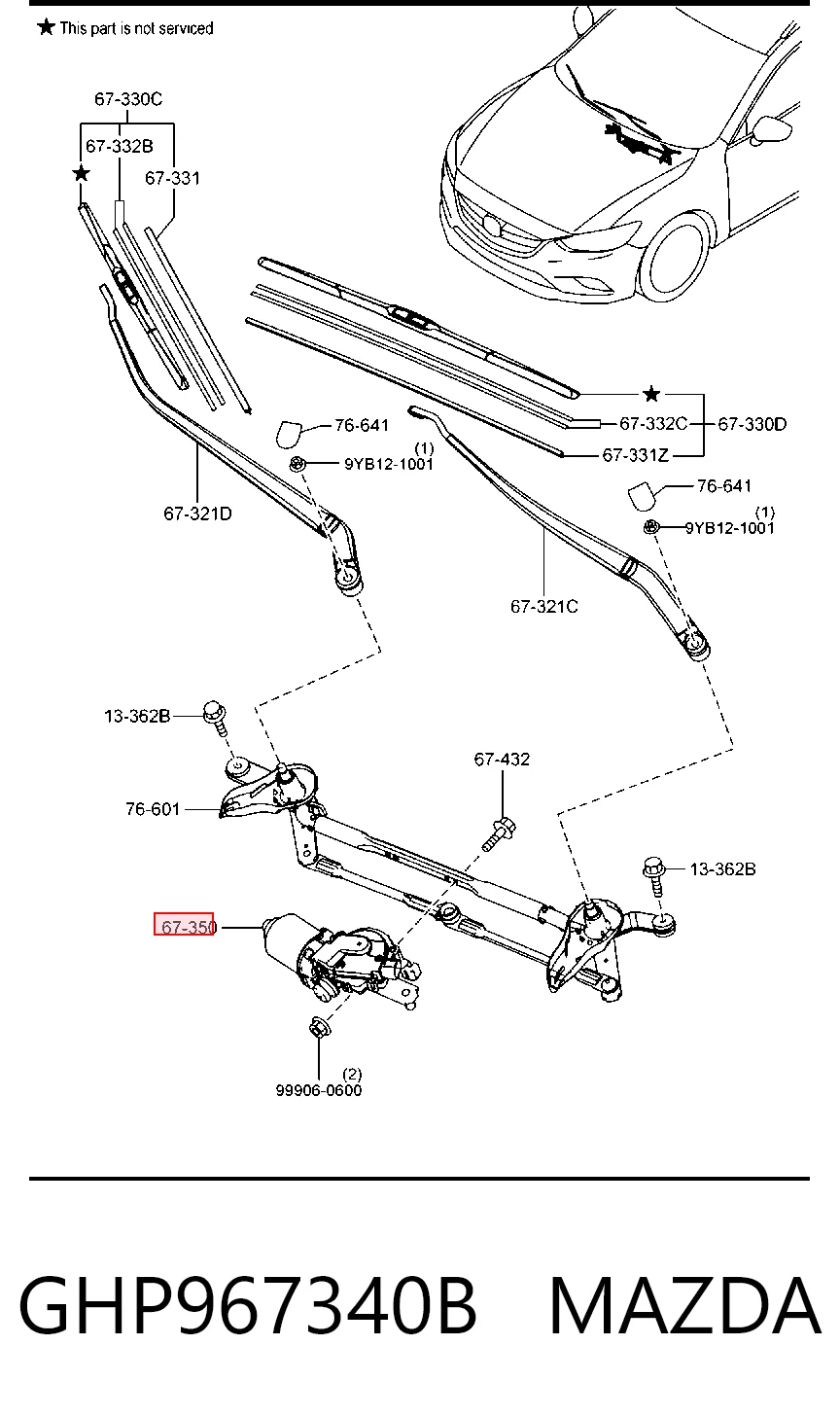 Silniczek wycieraczki szyby przedniej Mazda 6 sedana (GJ, GL) (2012 - 2023) cena, od 126,16 USD