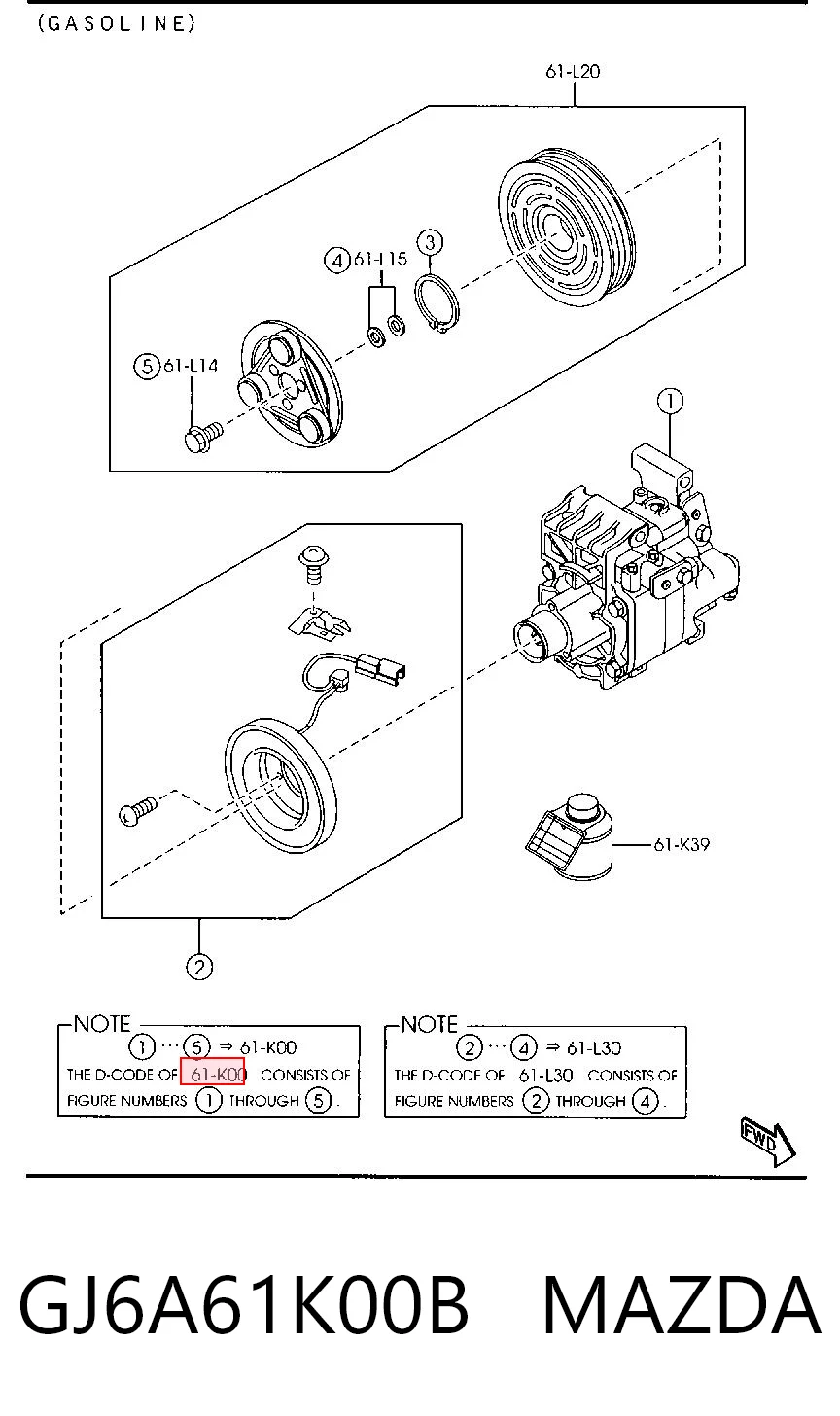 GJ6A61K00B Mazda Sprężarka klimatyzacji
