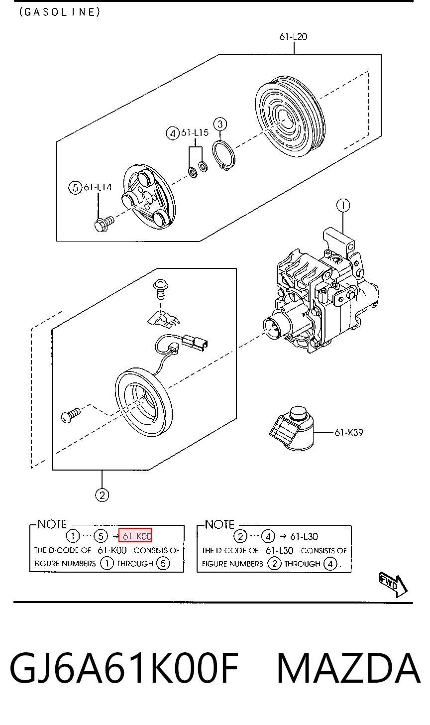 GJ6A61K00F Mazda Sprężarka klimatyzacji