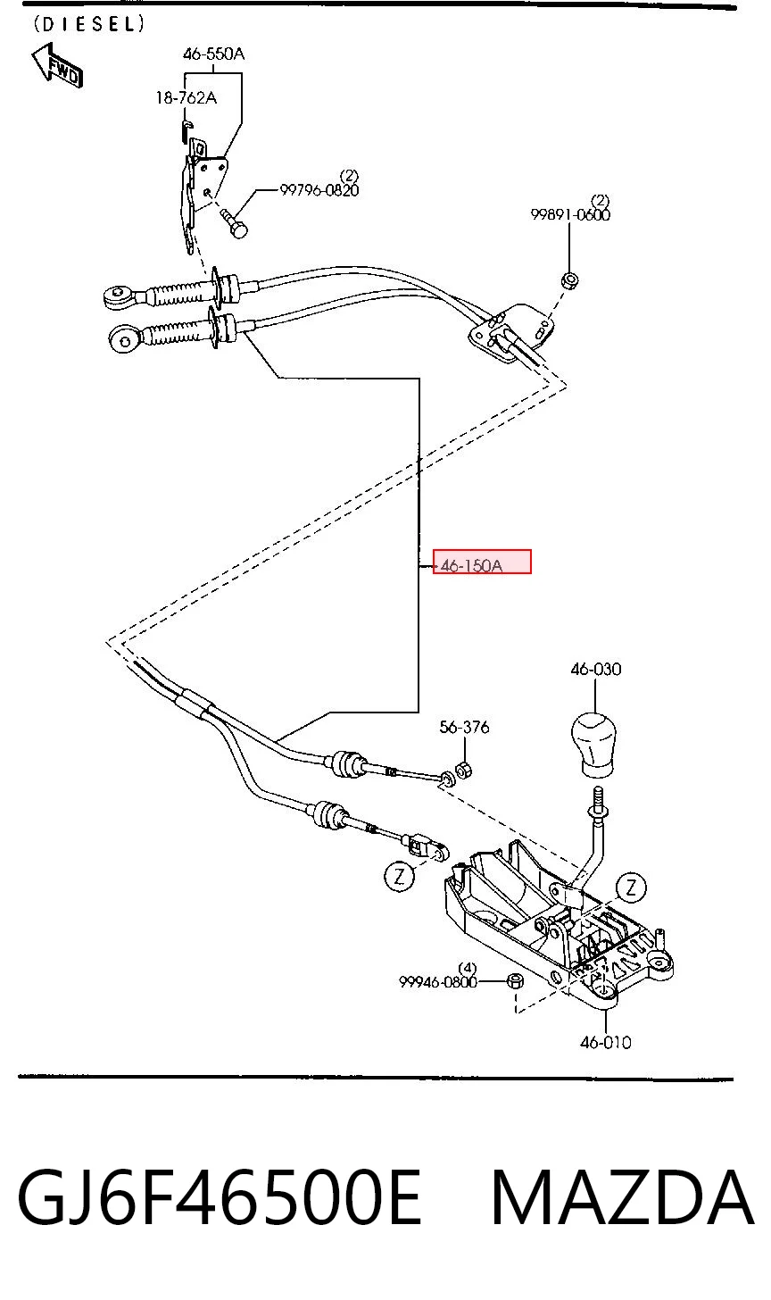 Linka dźwigni zmiany biegów podwójna do Mazda 6  GY