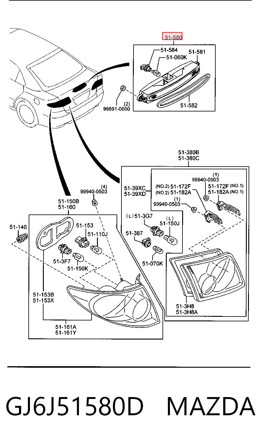 Lampa stop tylna dodatkowa do Mazda 6  GG