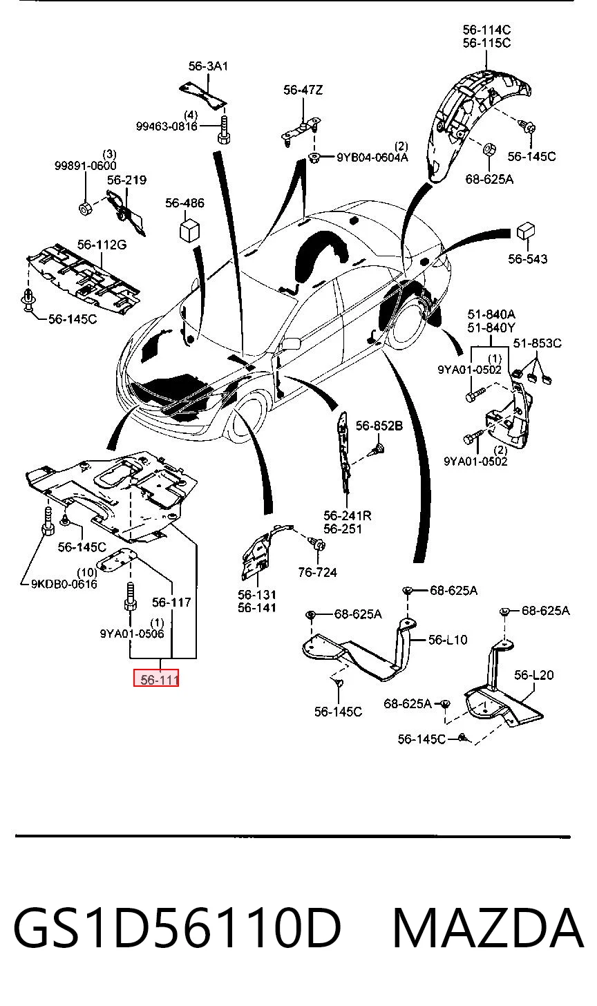 Osłona silnika, miski (przedziału silnika) do Mazda 6  GH