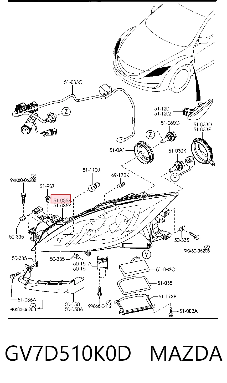 Reflektor prawy Mazda 6 