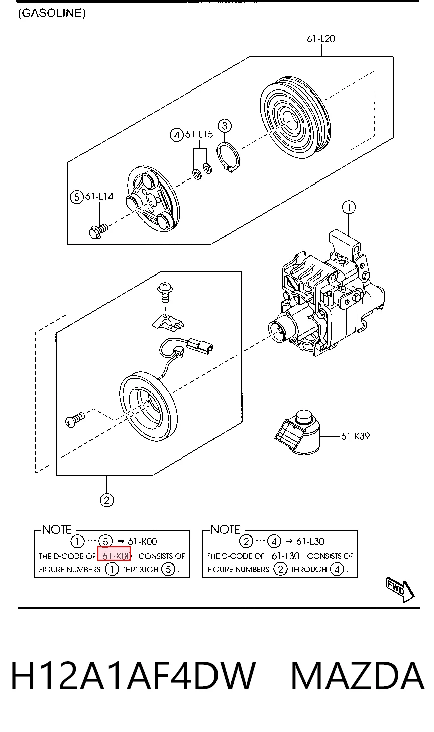 H12A1AF4DW Mazda Sprężarka klimatyzacji