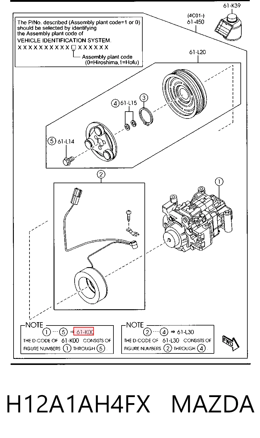 H12A1AH4FX Mazda Sprężarka klimatyzacji
