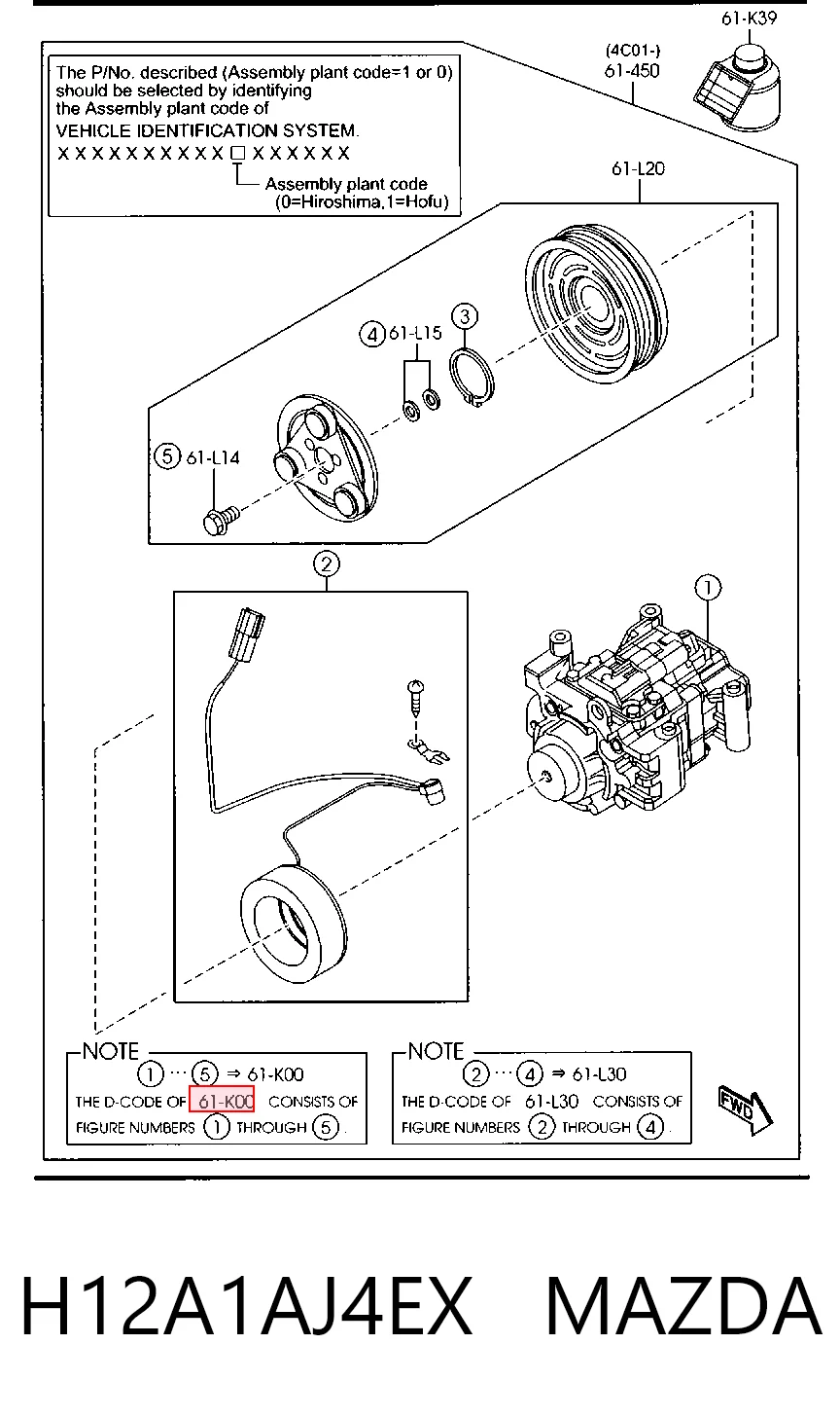 H12A1AJ4EX Mazda Sprężarka klimatyzacji