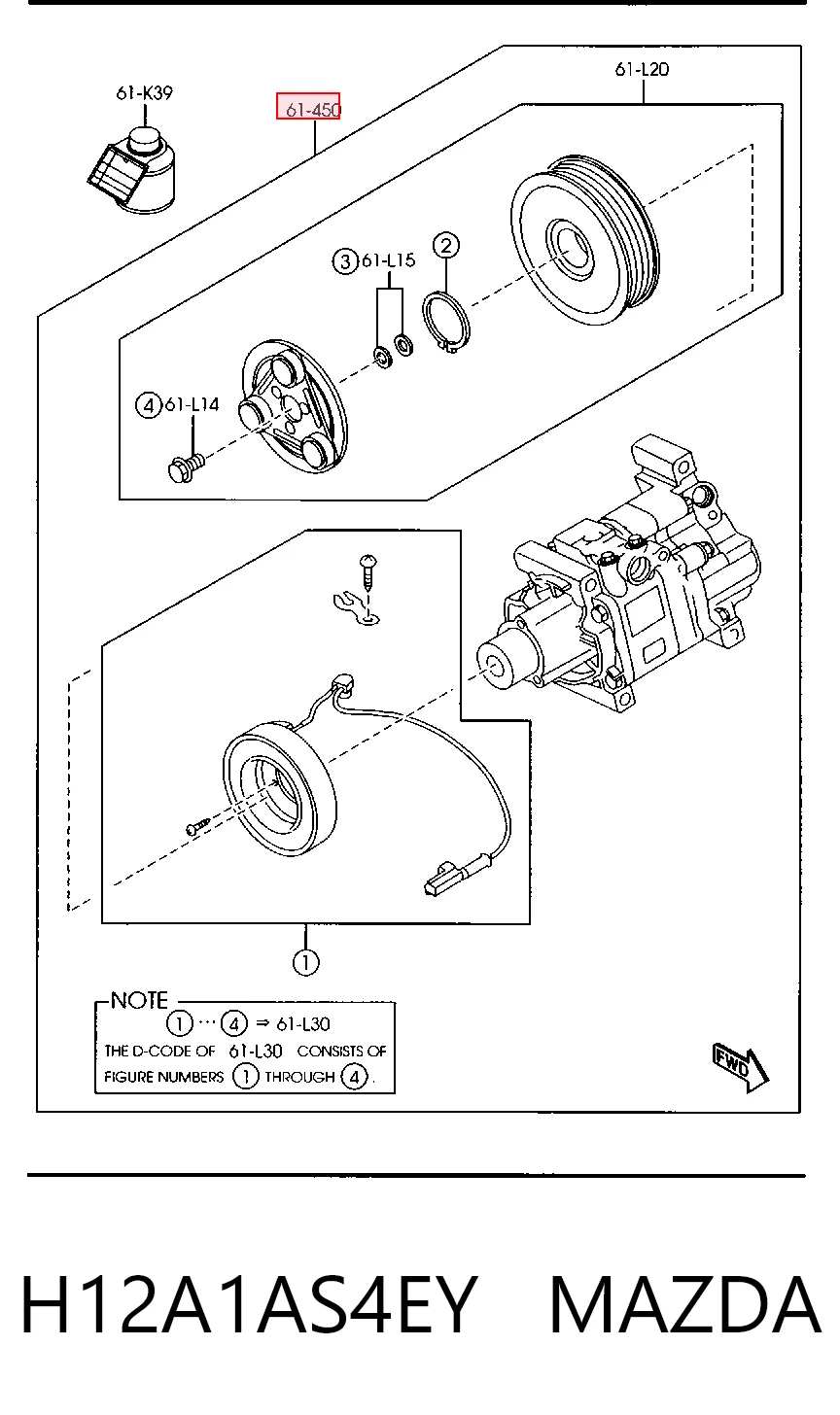 H12A1AS4EY Mazda Sprężarka klimatyzacji