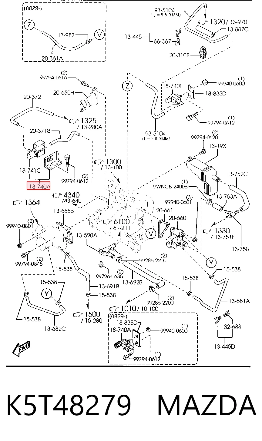 K5T48279 Mazda Zawór odpowietrzający zbiornika paliwa
