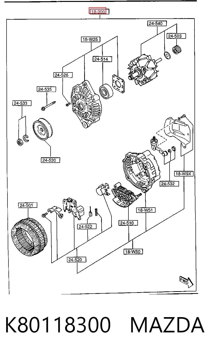 K80118300 Mazda Alternator