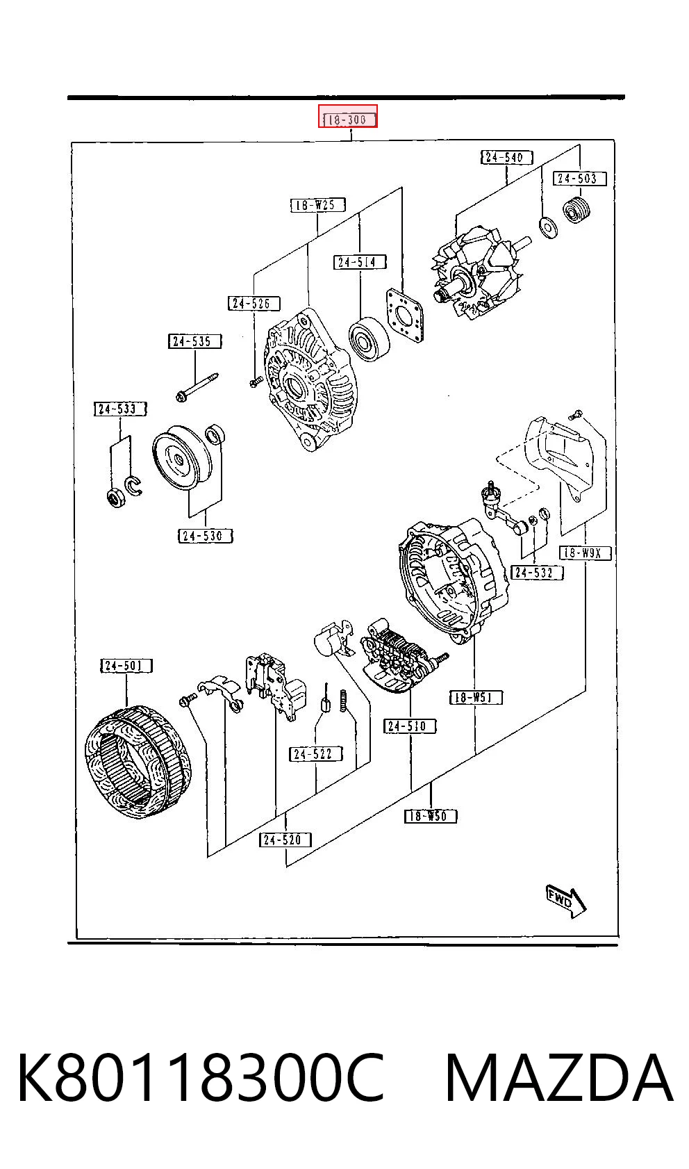 K80118300C Mazda Alternator