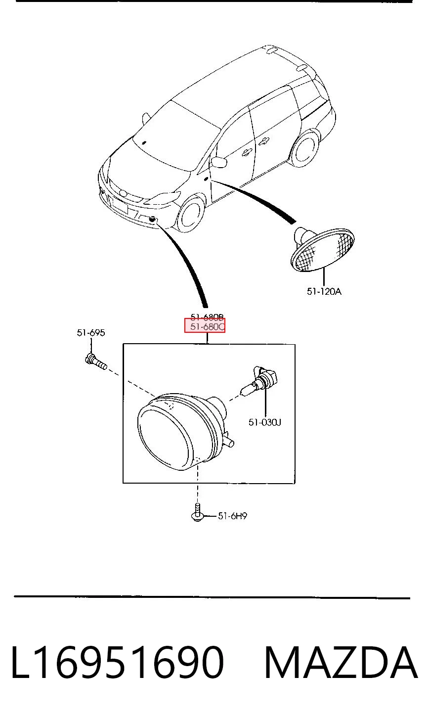 Lampa przeciwmgielna lewa do Mazda 5 II CR