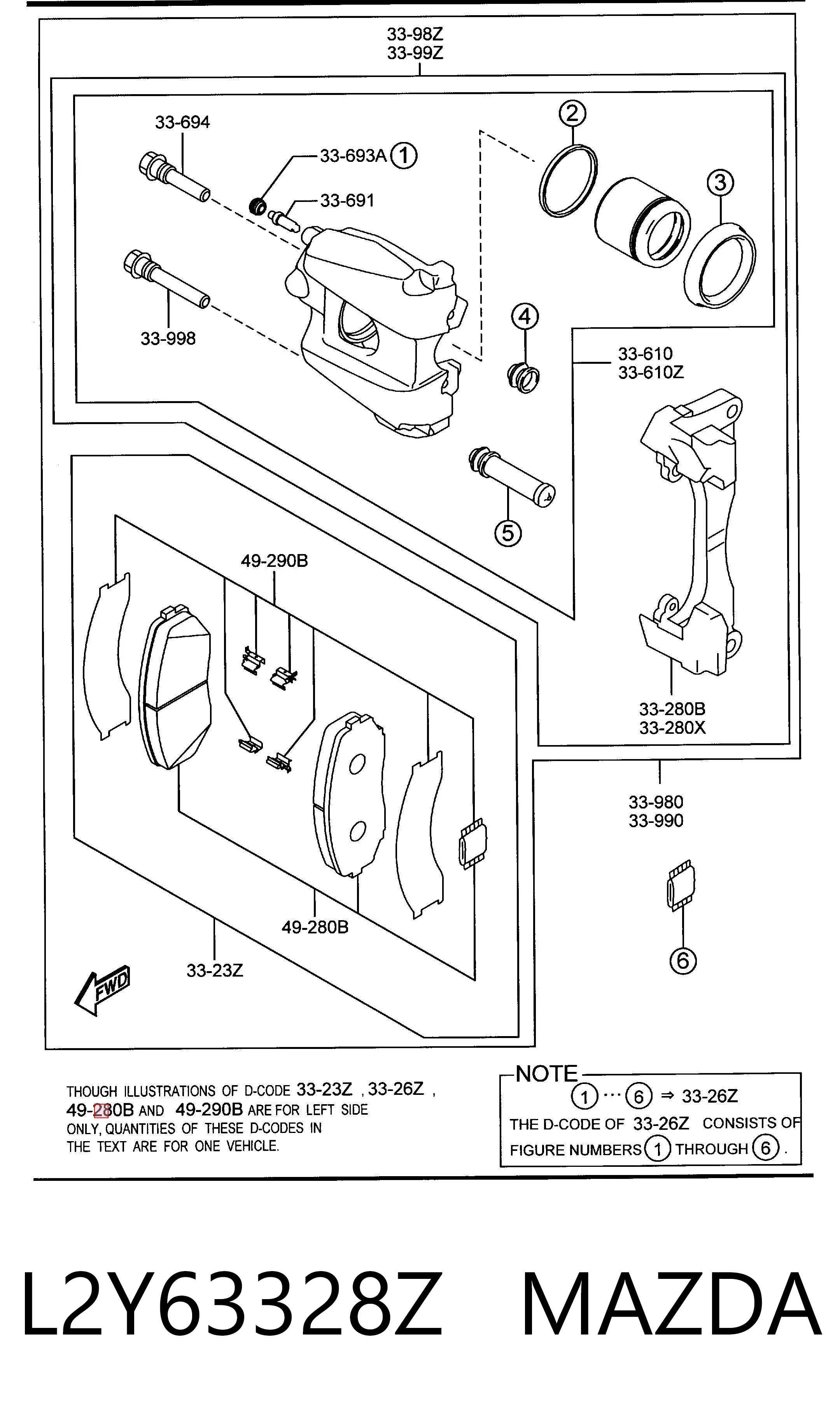 L2Y63328Z Mazda Klocki hamulcowe przednie tarczowe
