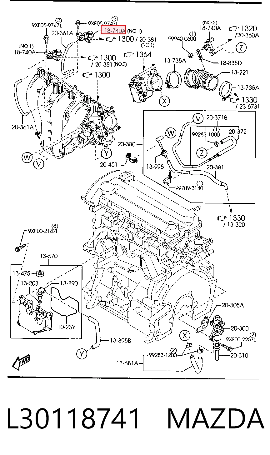 L30118741 Mazda Przetwornik ciśnienia (solenoid) doładowania