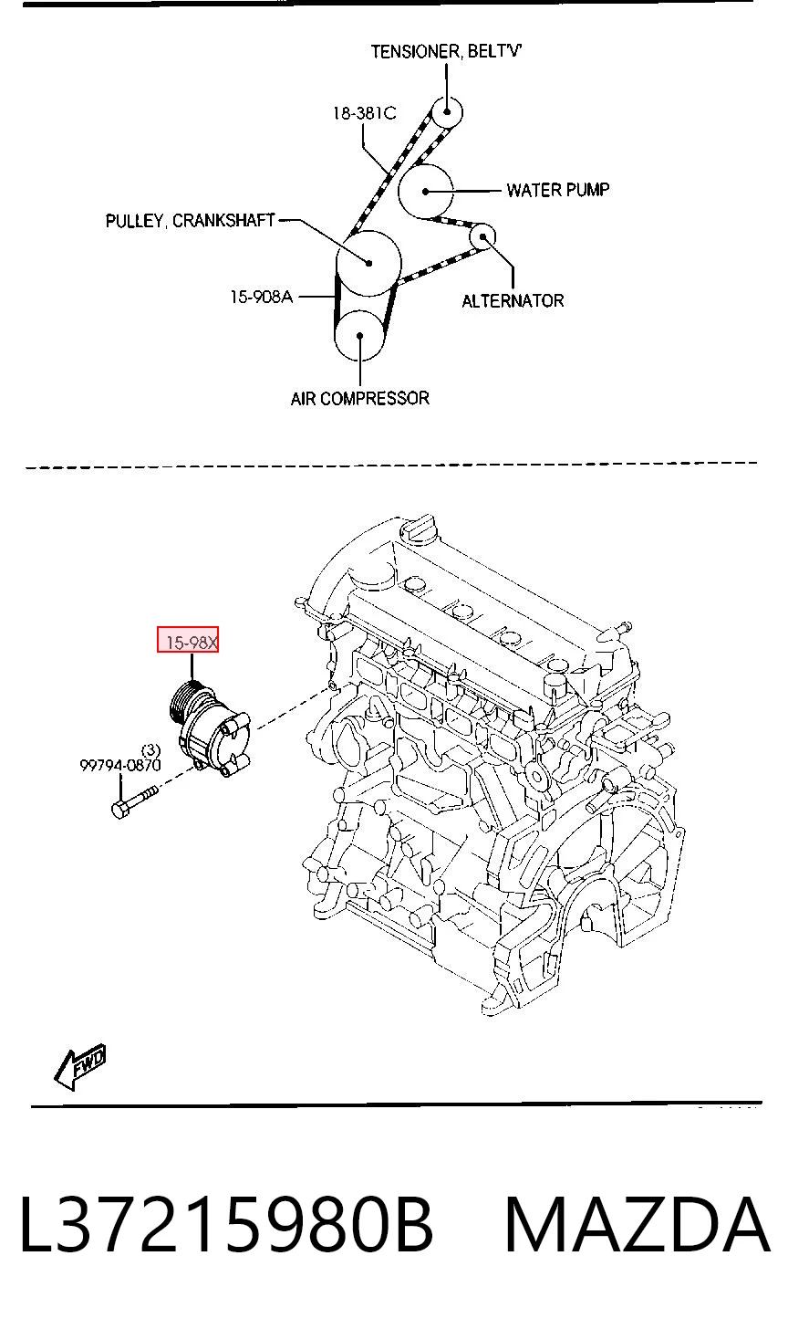L37215980B Mazda Napinacz paska napędowego