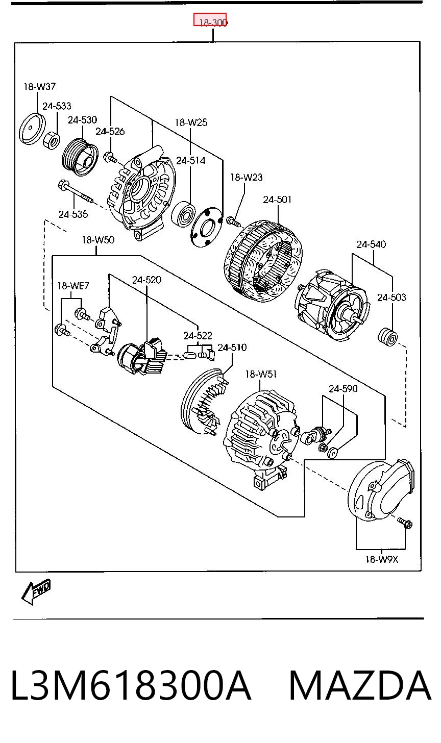 L3M618300A Mazda Alternator