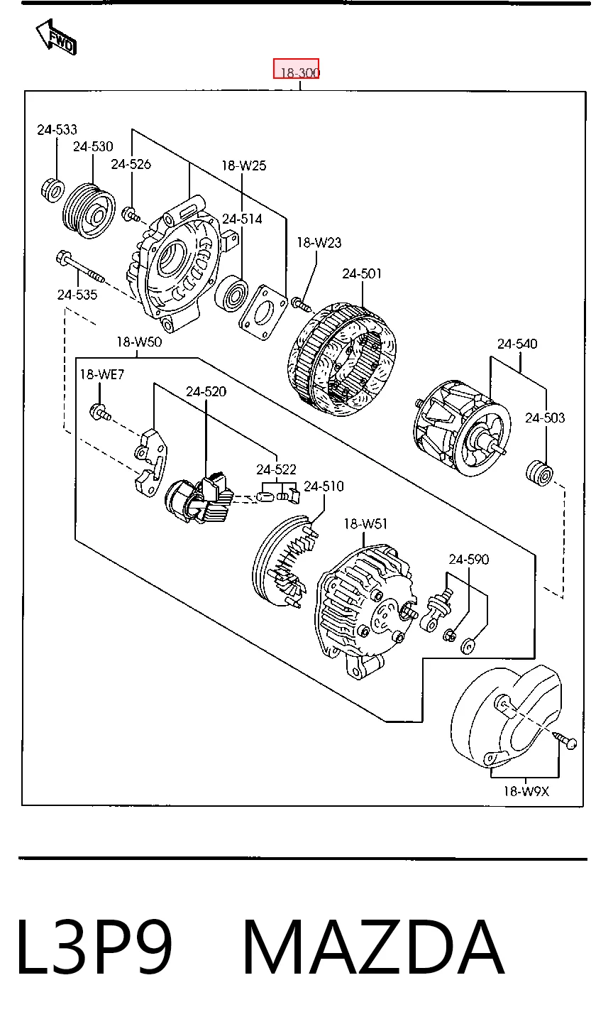 L3P9 Mazda Alternator
