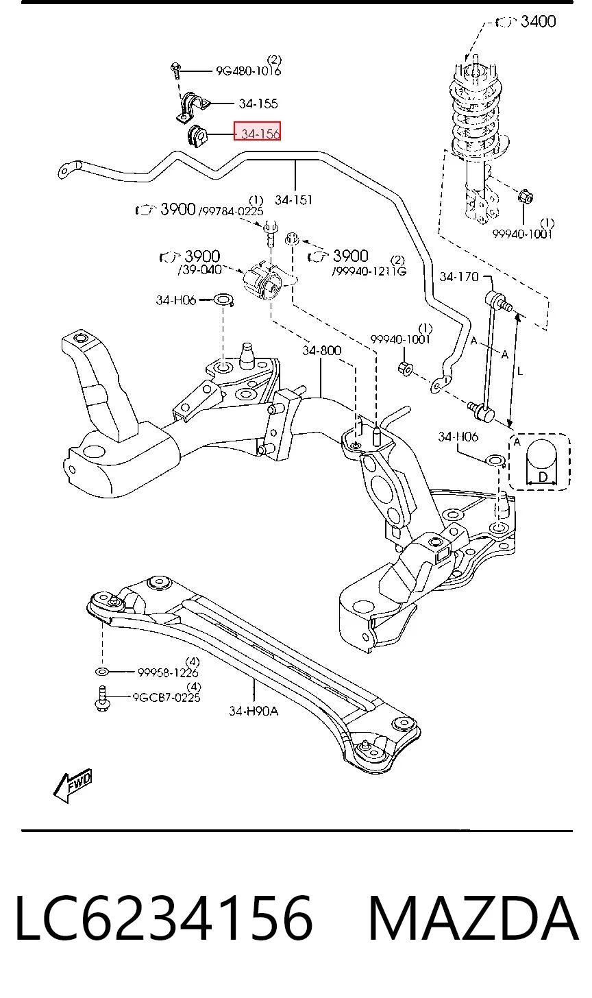 Tuleja stabilizatora przedniego Mazda MPV II minivan (LW) (1999 - 2006) cena, od 4,56 USD