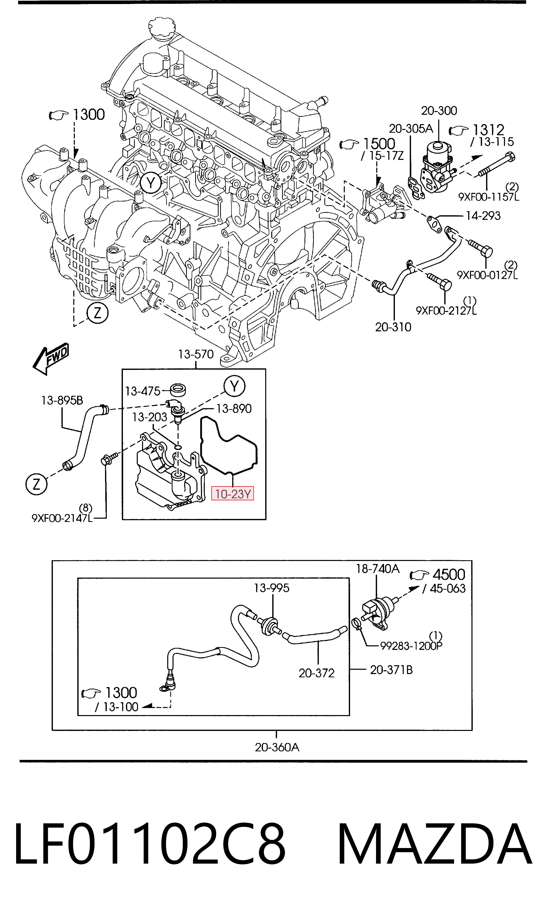 Separator oleju układu wentylacji kadłuda (bloku silnika)  do Mazda CX-7  ER