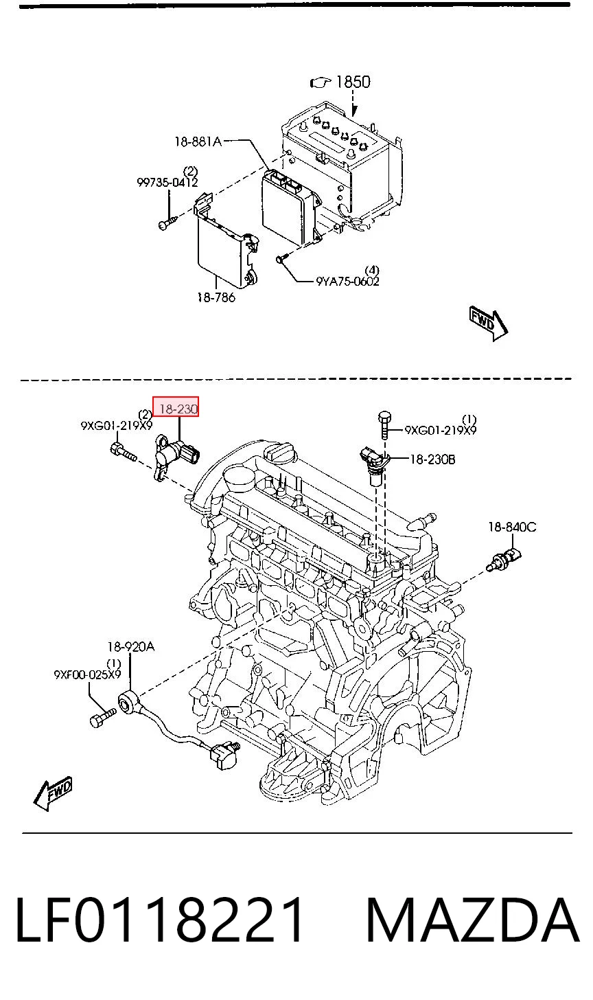 LF0118221 Mazda Czujnik położenia wału korbowego
