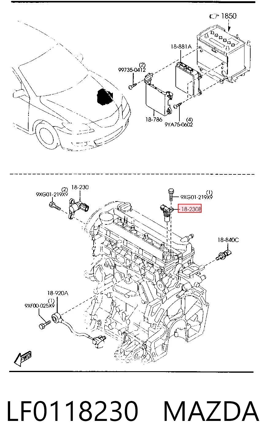 LF0118230 Mazda Czujnik położenia wałka rozrządu