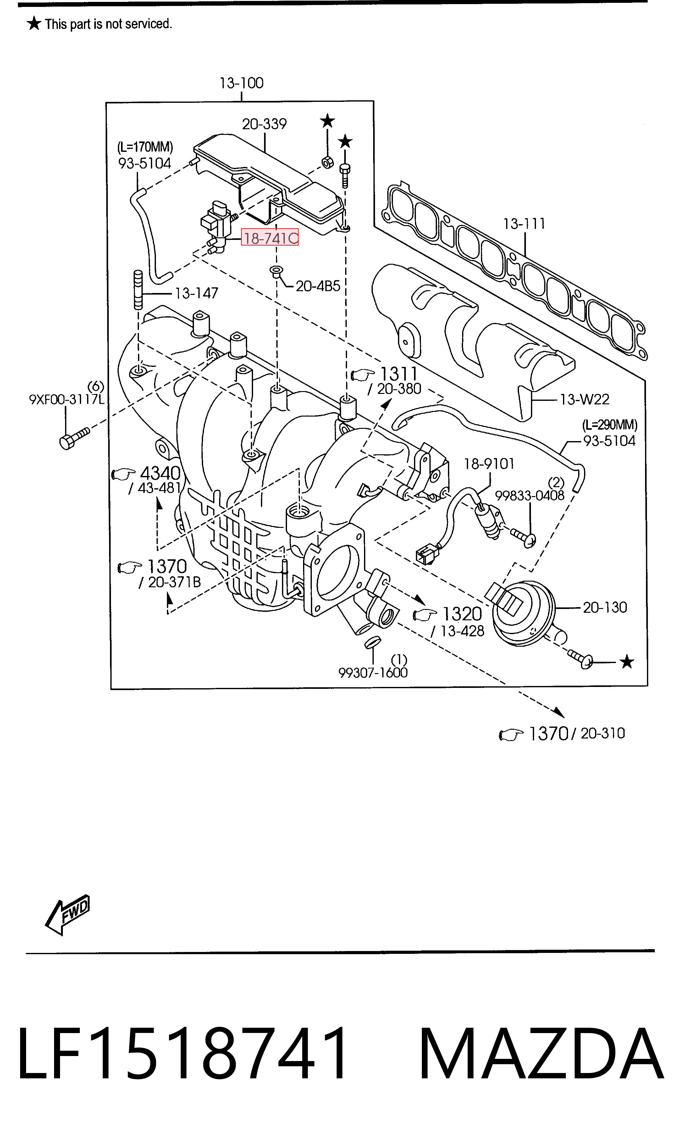 LF1518741 Mazda Zawór elektromagnetyczny regulacji klapy EGR
