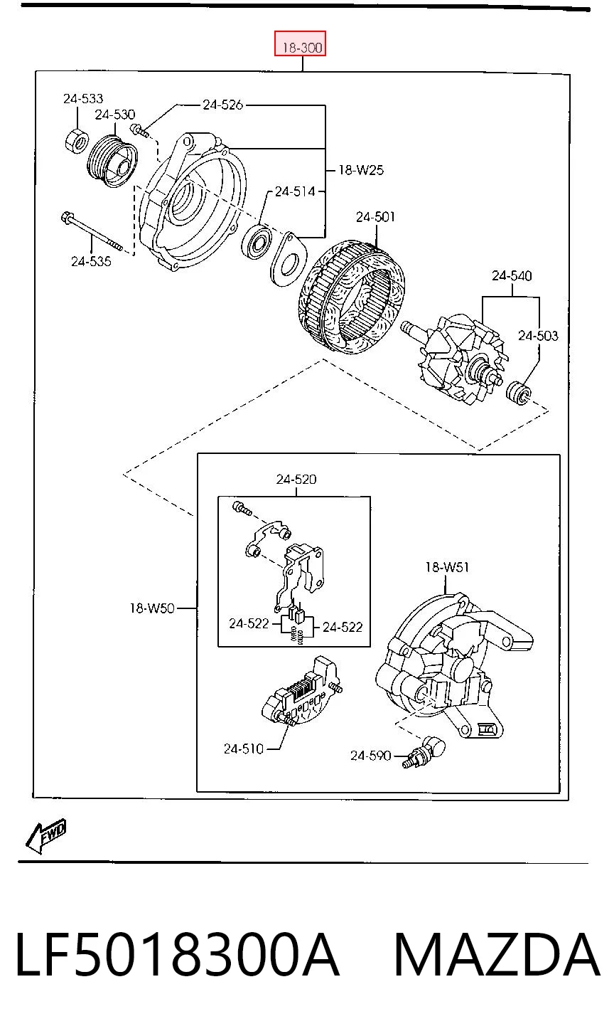 LF5018300A Mazda Alternator