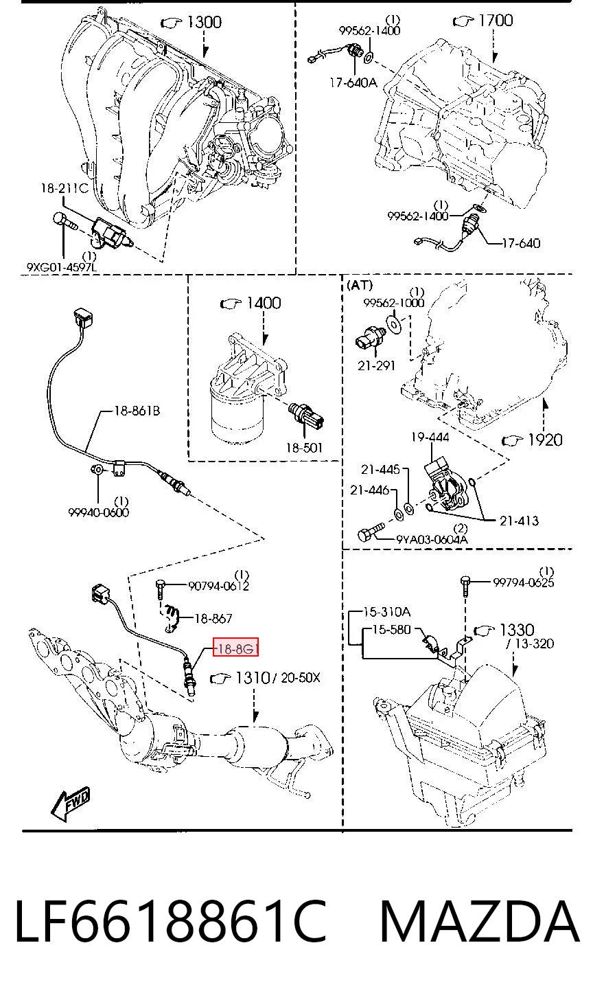 LF6618861C Mazda Sonda lambda czujnik tlenu przed katalizatorem