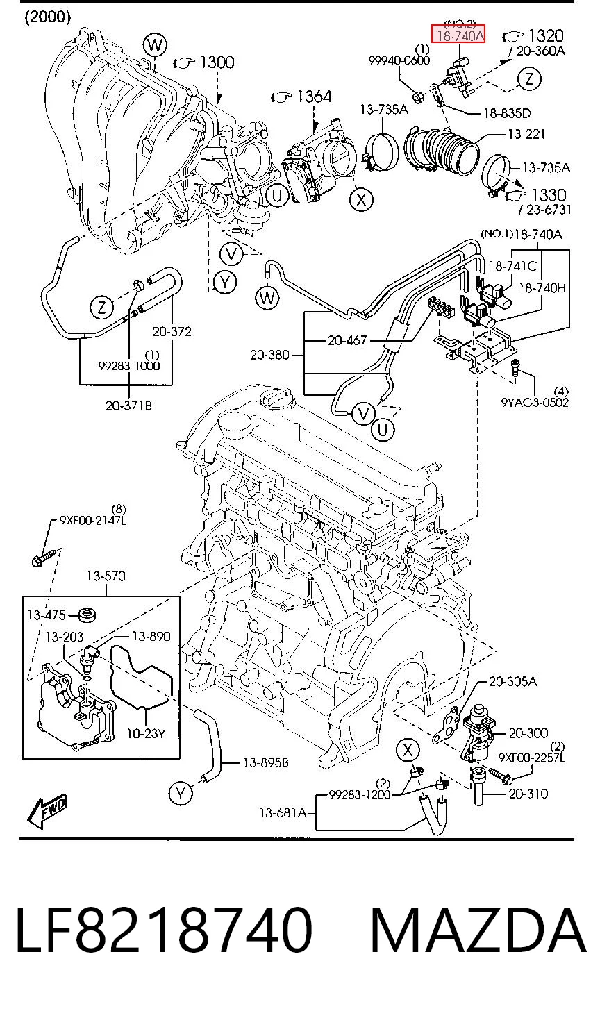 LF8218740 Mazda Zawór elektromagnetyczny regulacji klapy EGR