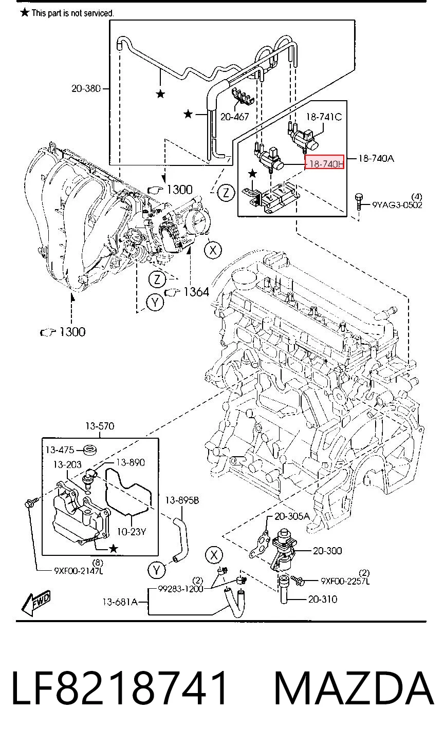 LF8218741 Mazda Zawór elektromagnetyczny regulacji klapy EGR