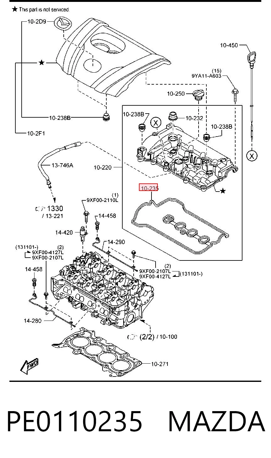 PE0110235 Mazda Uszczelka pokrywy zaworowej silnika