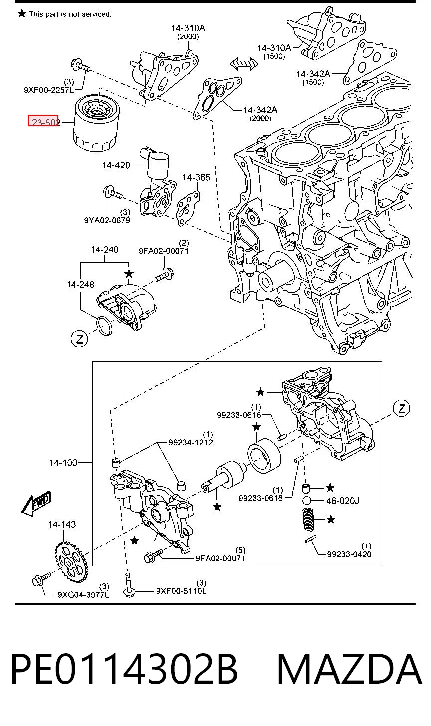 PE0114302B Mazda Filtr oleju
