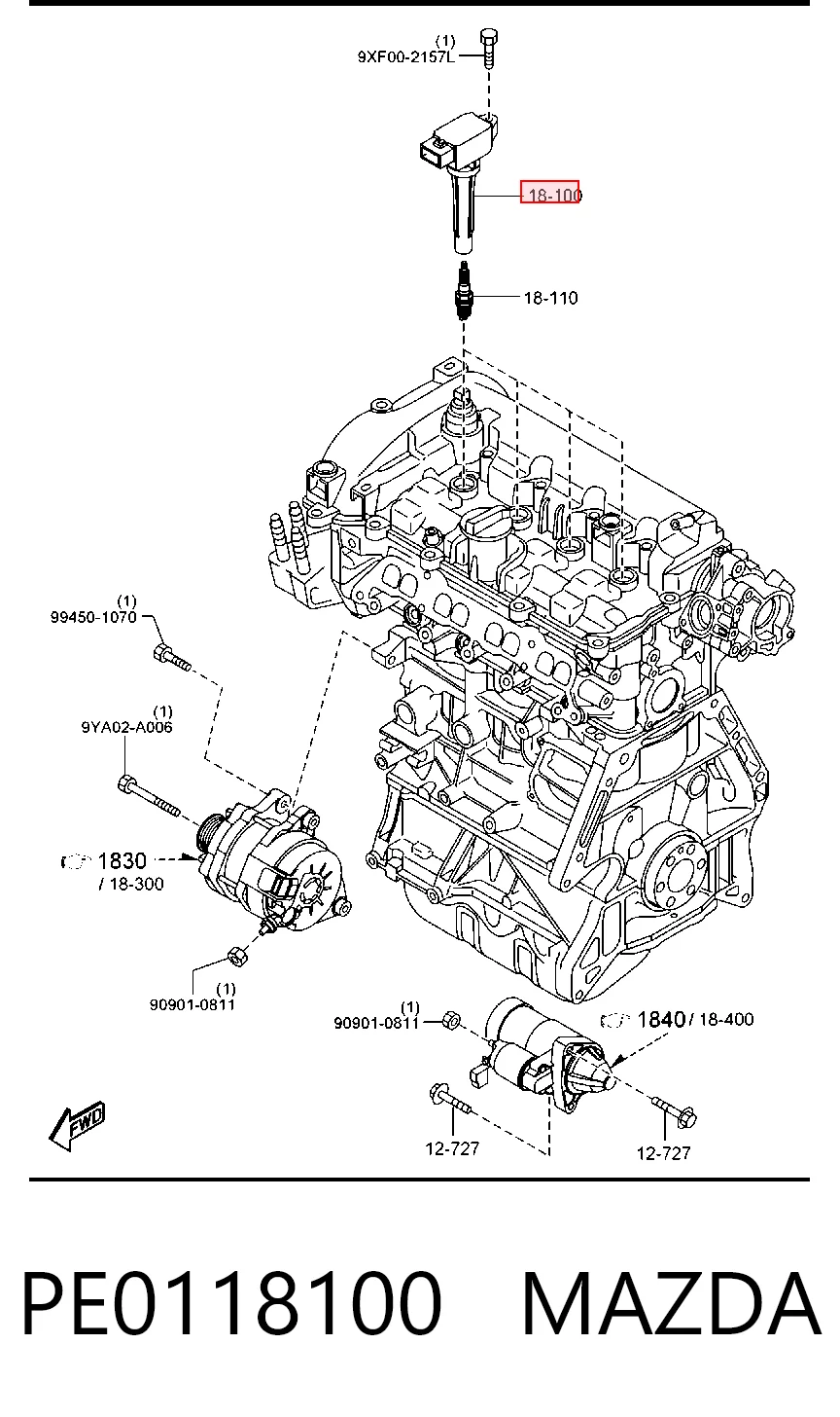 PE0118100 Mazda Cewka zapłonowa