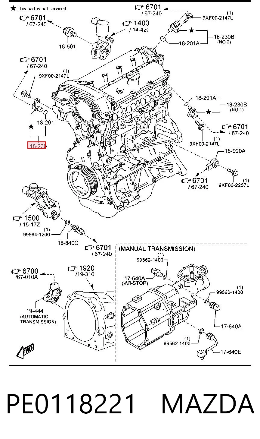 PE0118221 Mazda Czujnik położenia wału korbowego