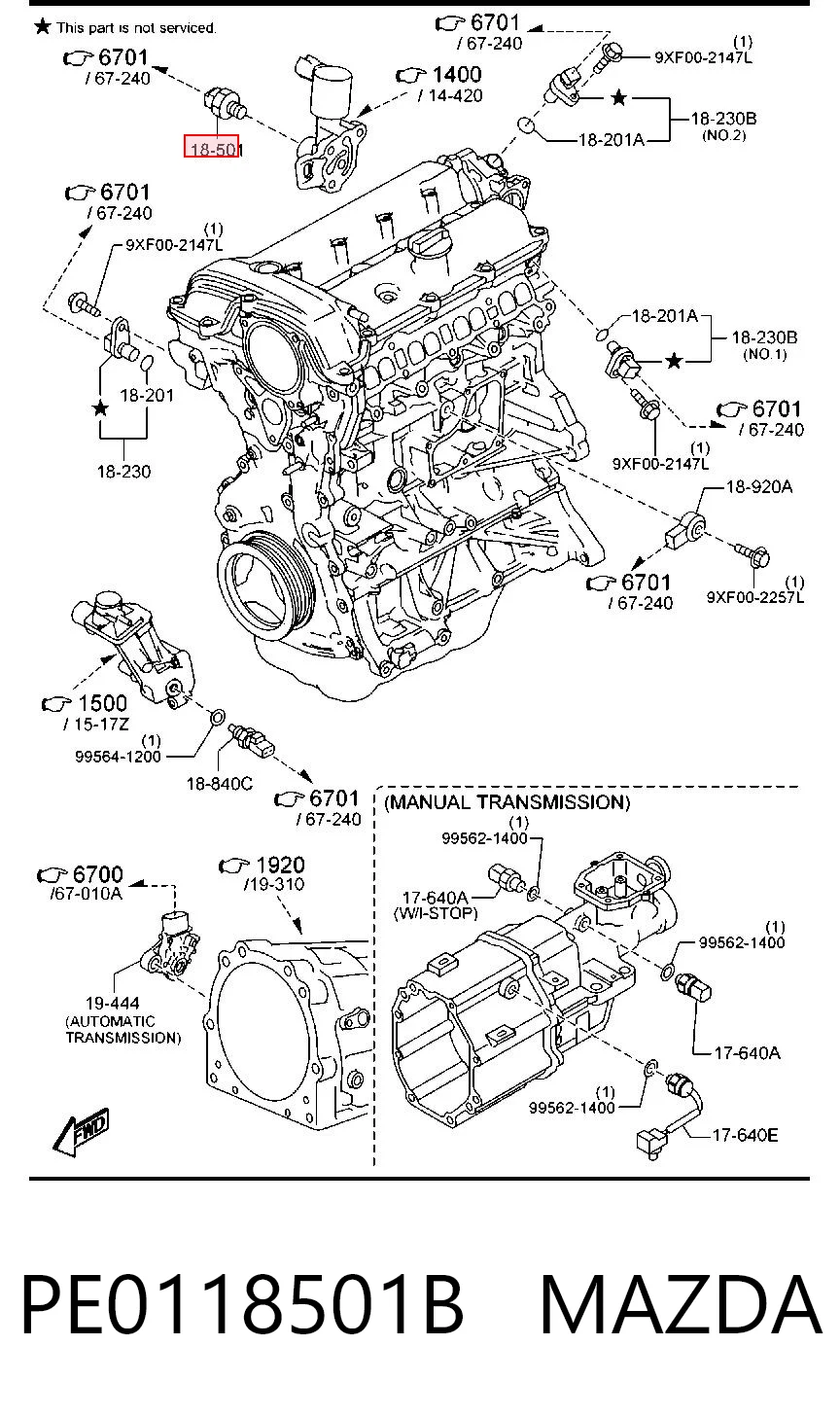 PE0118501B Mazda Czujnik ciśnienia oleju