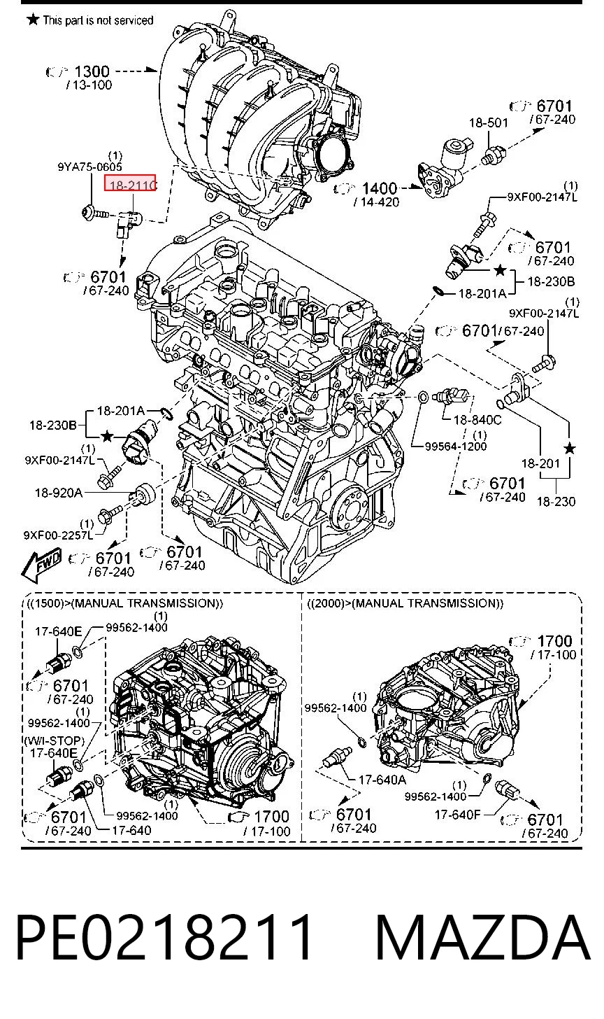 PE0218211 Mazda Czujnik ciśnienia w kolektorze ssącym, MAP