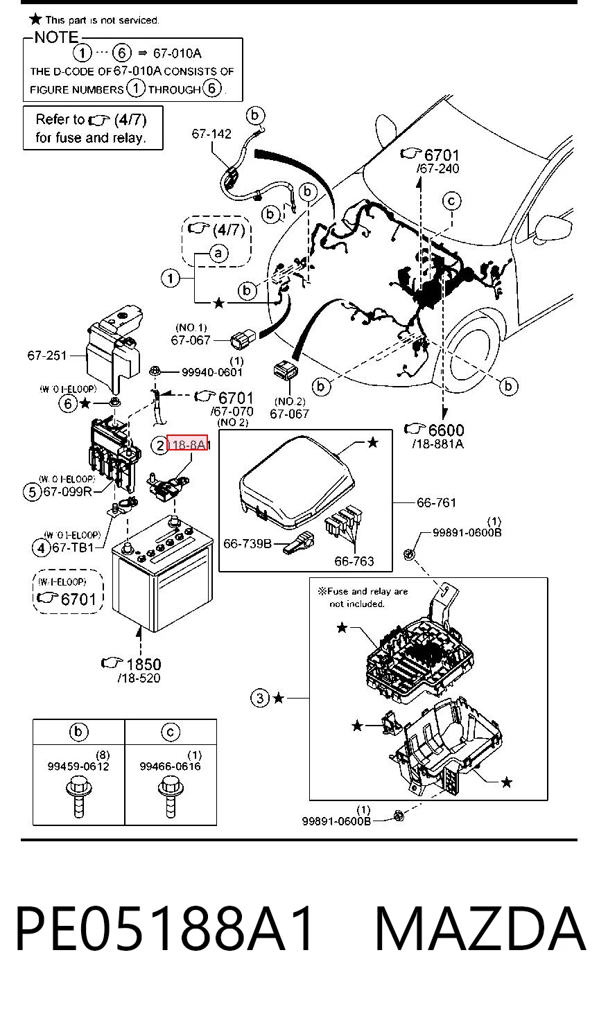 PE05188A1 Mazda Klema akumulatora