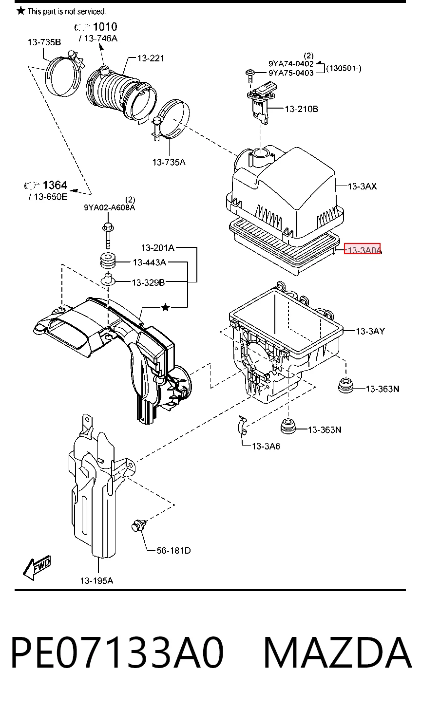 PE07133A0 Mazda Filtr powietrza